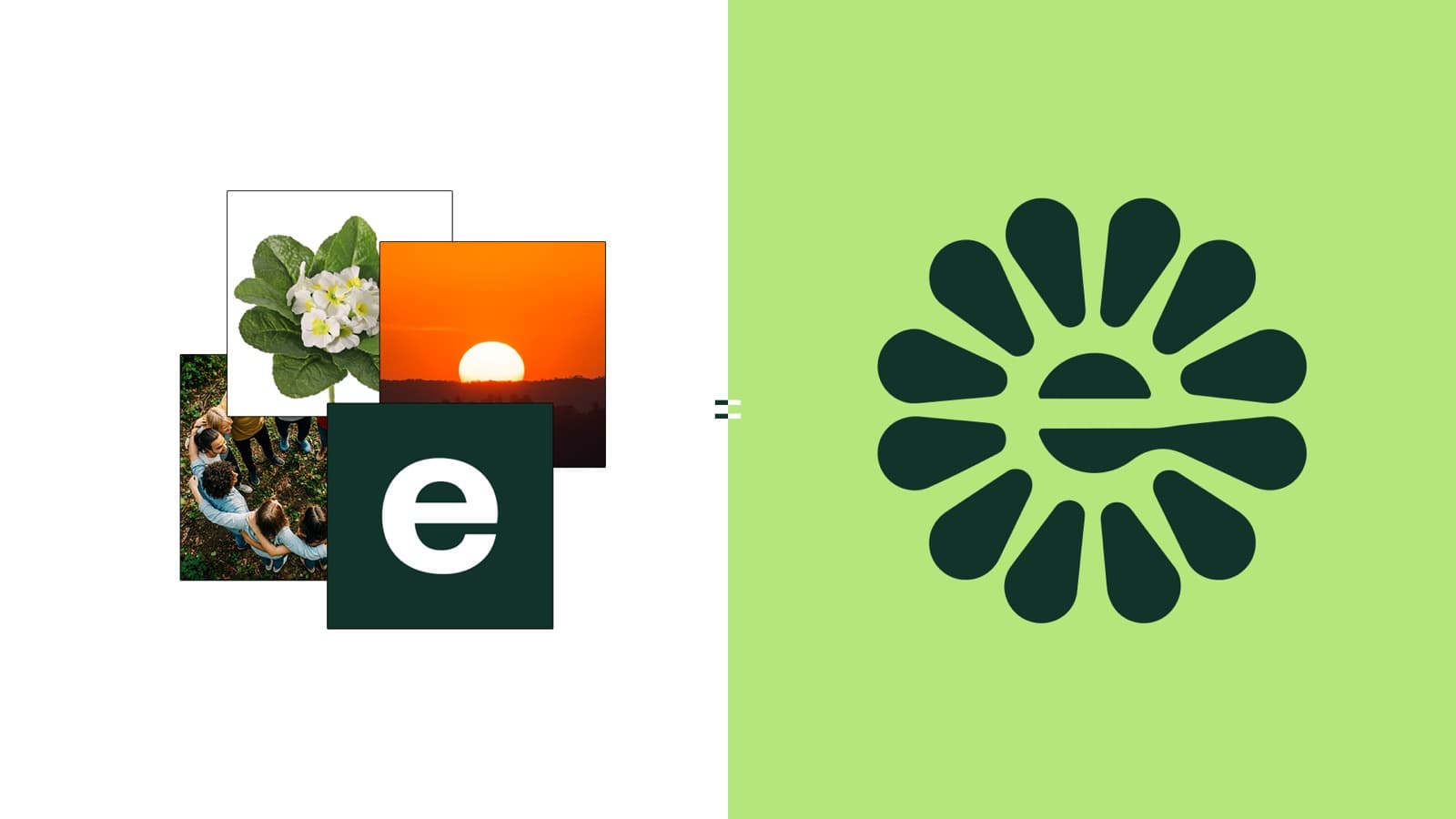 Monograma de la marca sobre verde claro