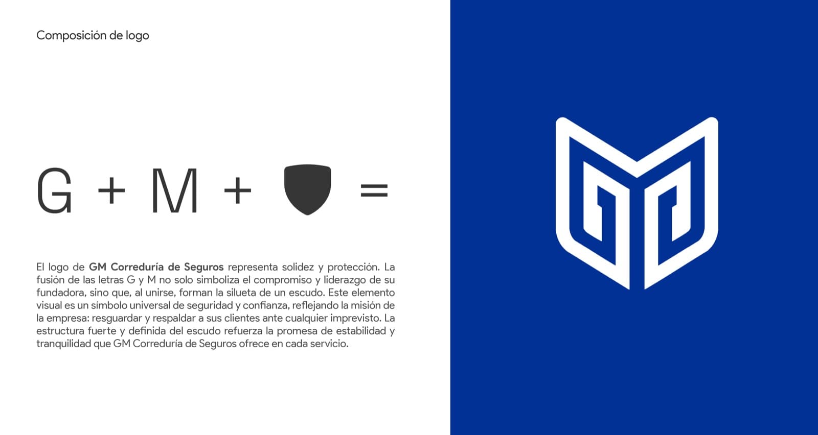 Composición del logotipo: la G y la M forman un escudo