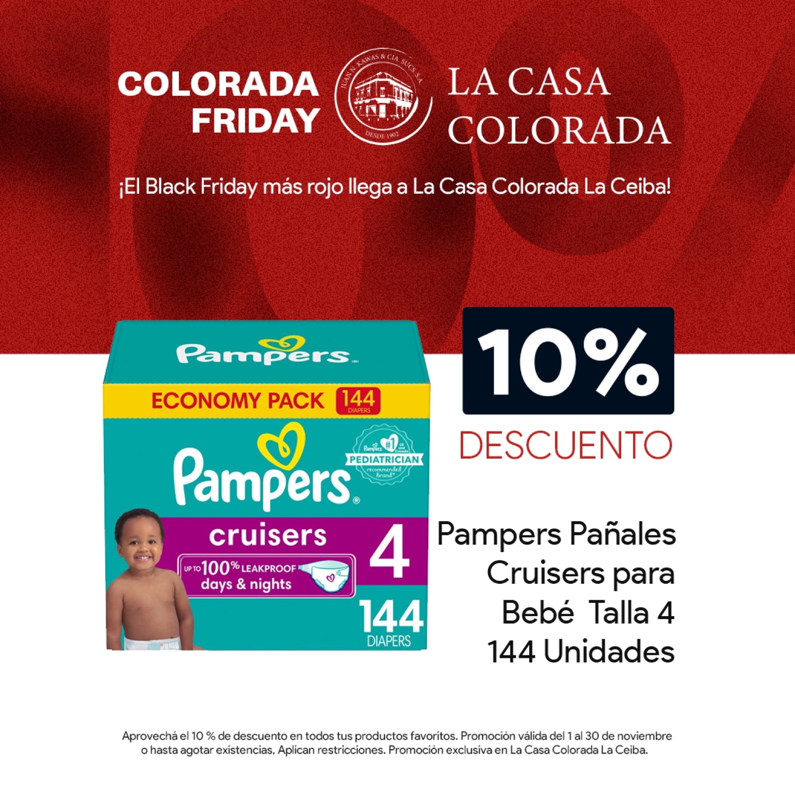 Pieza de campaña Colorada Friday con producto destacado