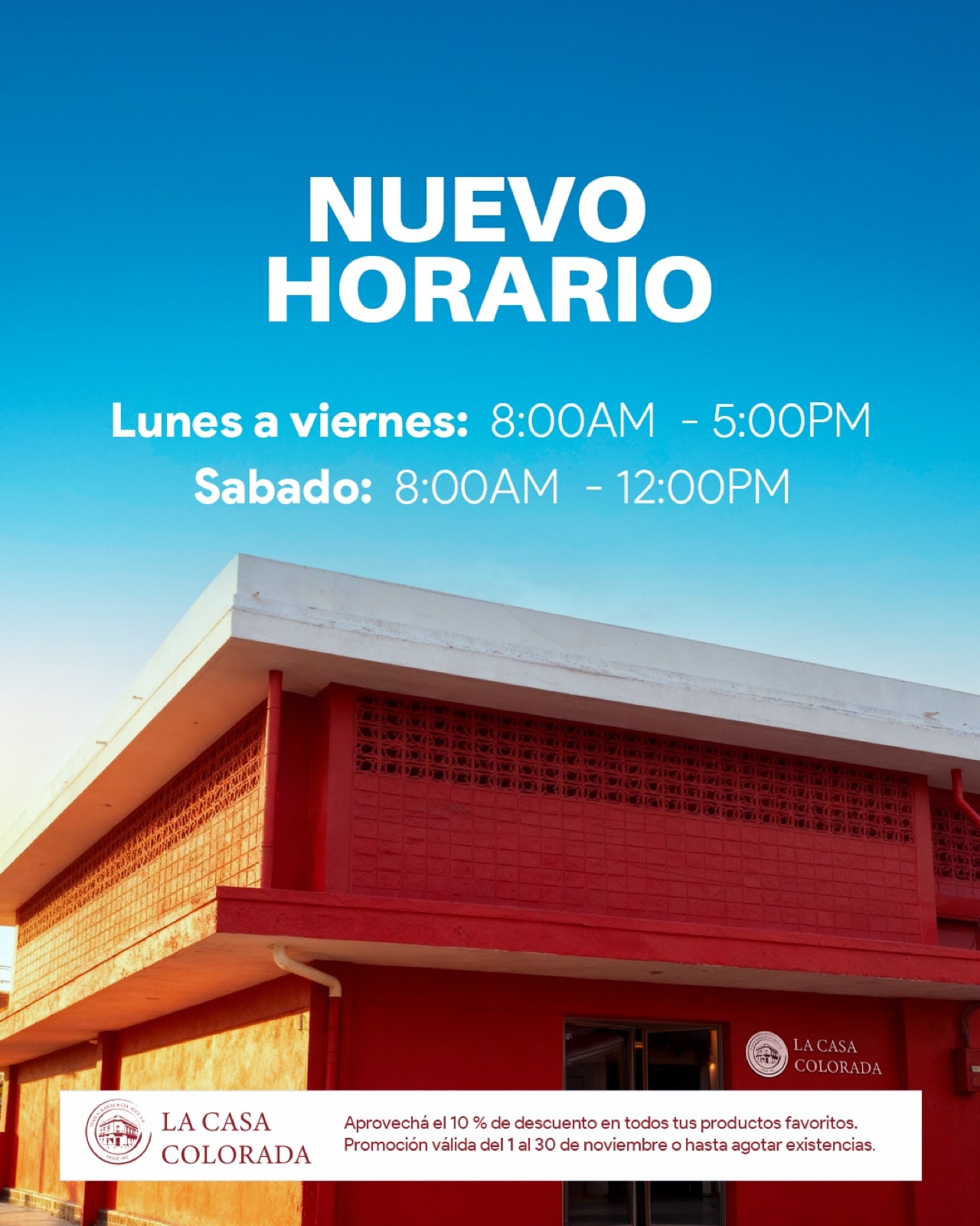Pieza de redes anunciando el nuevo horario